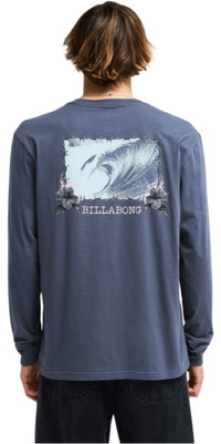 2026 Billabong Hombres Póster Retro Manga Larga Camiseta EBYZT00615 - Ombre Blue