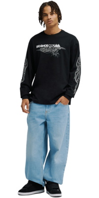 2026 DC Shoes Hombres Llamarada Lateral Manga Larga Camiseta EDYZT04461 - Black