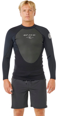 2026 Rip Curl Hombres Omega 1.5mm Chaqueta De Manga Larga 12OMWJ - Black