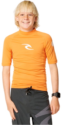 2026 Rip Curl Junior Camiseta De Lycra De Manga Corta Waves UPF 136BRV - Vitamin C