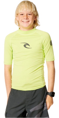 2026 Rip Curl Junior Camiseta De Lycra De Manga Corta Waves UPF 136BRV - Lime