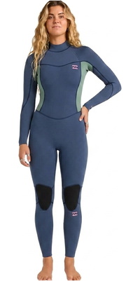 2026 Billabong Mujer Synergy 3/2mm Flatlock Back Zip Neopreno 24BW211601 - Stormy Blue