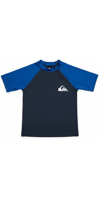 2026 Quiksilver Junior Everyday Camiseta De Lycra De Manga Corta Con Protección UPF 50 AQBWR03064 - Azul Marino Oscuro / Azul Mónaco