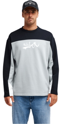 2026 Quiksilver Mens YG Factor Crew Sweatshirt EQYFT05228 - Quarry