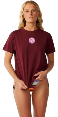 2026 Rip Curl Mujer Iconos De Surf Relajado Camiseta 0RVWTE - Dark Plum
