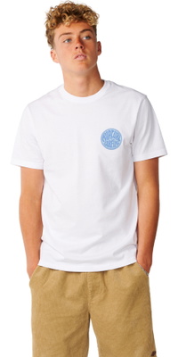 2026 Rip Curl Hombres Línea De Flujo Del Pecho Logotipo Camiseta 13KMTE - White