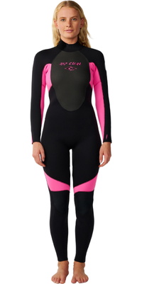 2026 Rip Curl Mujer Omega 4/3mm Back Zip Neopreno 17CWFS - Black / Pink