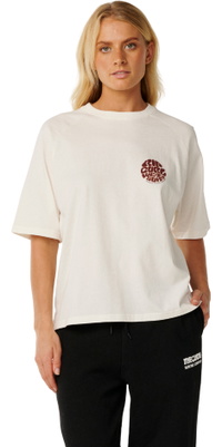2026 Rip Curl Mujer Hibiscus Archive Camiseta Boxy 0QYWTE - Bone