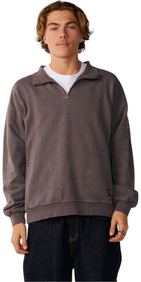 Rip Curl Mens Premium Surf 1/4 Zip Crew 0AOMFL - Deep Mushroom