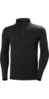 2025 Helly Hansen Hombres Lifa Camiseta De Peso Medio Merino Con Media Cremallera 49363 - Black