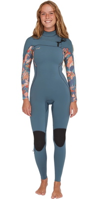 2025 ONeill Womens Epic 4/3mm Chest Zip Wetsuit 5651 - Copen Blue / Painted Tropics