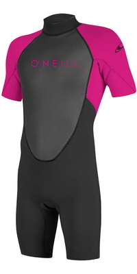 2025 ONeill Youth Reactor II 2mm Back Zip Shorty Wetsuit 5045 - Black / Berry