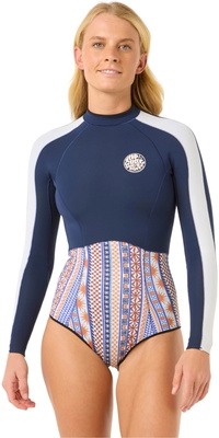 2025 Rip Curl Mujer G-Bomb 1.5mm Manga Larga Back Zip Traje De Primavera Neopreno 13NWSP - Navy