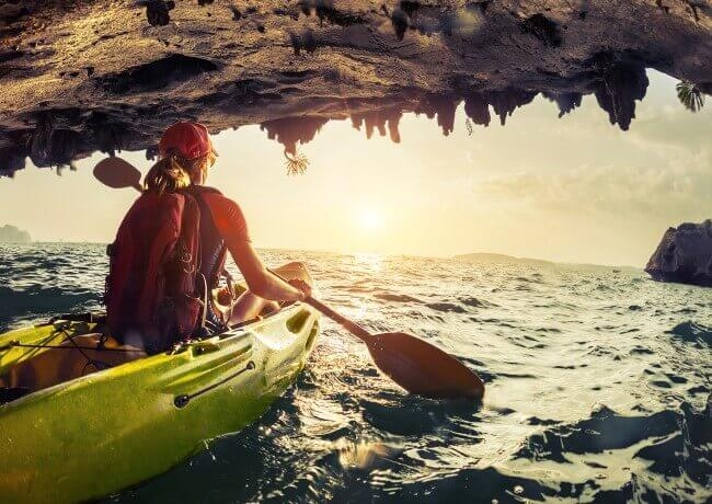 Woman paddling a kayak