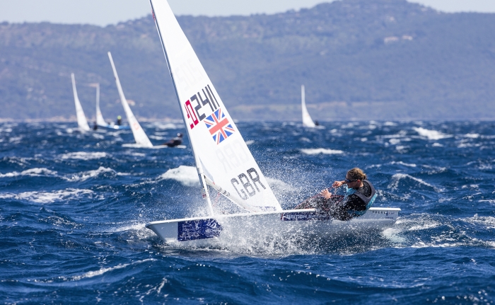 Man laser sailing