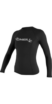 2024 O'Neill Womens Basic Skins Long Sleeve Crew Rash Vest 3549 - Black