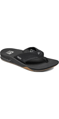 2024 Reef Mens Fanning Flip Flops BLACK SILVER R2026