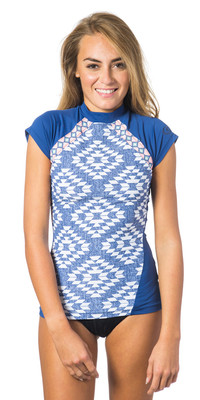 Rip Curl Mujer Del Sol Lycra Vest De Manga Corta Azul Wlukf4