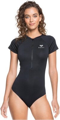 2024 Roxy Para Mujer Essentials Traje De Surf Manga Casquillo Uv Erjwr03496 - True Black