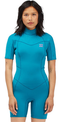 2022 Billabong Womens Synergy 2mm Back Zip Shorty Wetsuit C42G58 - Blue Lagoon