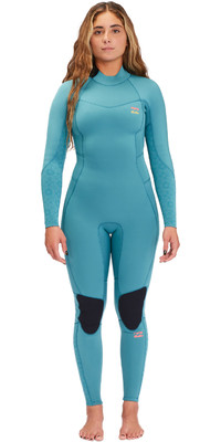 2022 Billabong Mujer Synergy 4/3mm Back Zip Neopreno F44F38 - Marine