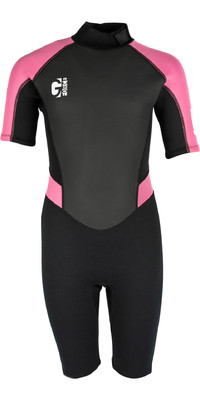 2024 Gul Junior G-Force 3mm Back Zip Shorty Neopreno GF3308-B7 - Black / Pink