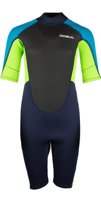 2024 Gul Junior Response 3/2mm Back Zip Shorty Wetsuit RE3322-C1 - Navy / Lime