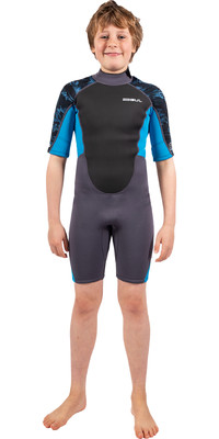 2024 Gul Junior Response 3/2mm Back Zip Shorty Wetsuit RE3322-C1 - Grey / Blue