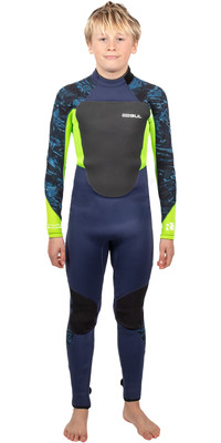 2024 Gul Junior Response 4/3mm GBS Back Zip Wetsuit RE1249-C1 - Navy / Sulpher