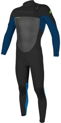 2024 O'Neill Youth Epic 4/3mm Chest Zip GBS Wetsuit 5358 - Black / Deepsea / Baliblue