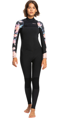 2024 Roxy Mujer Swell Series 3/2mm Chest Zip Gbs Neopreno ERJW103122 - Anthracite Paradise