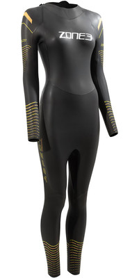 2022 Zone3 Womens Thermal Aspect Breaststroke Wetsuit WS21WTMA101 - Black / Orange / Yellow