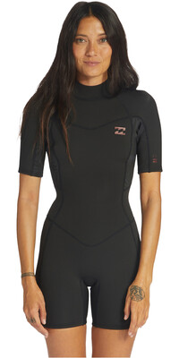 2024 Billabong Womens Synergy 2/2mm Back Zip Shorty Wetsuit ABJW500106 - Wild Black