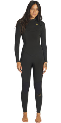 2024 Billabong Womens Synergy 4/3mm Chest Zip Wetsuit ABJW100130 - Wild Black