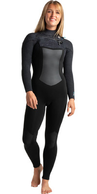 2023 C-Skins Womens ReWired 3/2mm GBS Chest Zip Wetsuit C-RW32WCZ - Raven Black / Ocean Blue