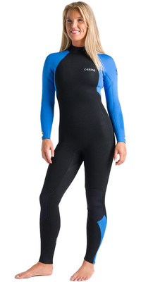 2024 C-Skins Womens Surflite 4/3mm GBS Back Zip Wetsuit C-SL43WBZ - Black / Azure