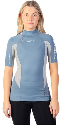 2024 Gul Womens Recore Short Sleeve UV Rashguard RG0330 - Blue / Grey