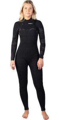 2024 Gul Womens Response FX 5/4mm Chest Zip Wetsuit RE1265-C1 - Black / Broken Palm