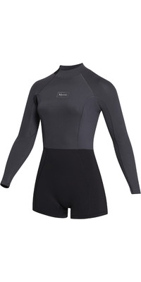 2023 Mystic Womens Lunar 2mm Long Sleeve Back Zip Shorty Wetsuit 35000.230111 - Black