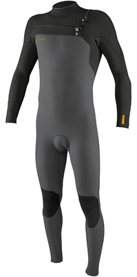 2024 O'Neill Mens Hyperfreak 3/2+mm Chest Zip GBS Wetsuit 5343 - Smoke / Raven