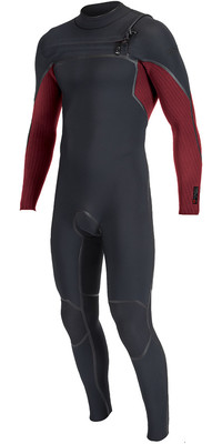 2024 O'Neill Mens Hyperfreak Fire 5/4mm Chest Zip Wetsuit 5550 - Black / Dark Red