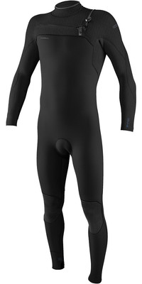 2024 O'Neill Hombres Hyperfreak Wind 4/3mm+ Chest Zip Neopreno 5628 - Black