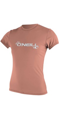 2023 O'Neill Womens Basic Skins Short Sleeve Sun Rash Tee 3547 - Light Grapefruit