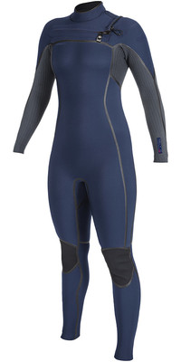 2024 O'Neill Mujer Hyperfreak Fire 3/2mm+ Chest Zip Neopreno 5519 - Navy / Shade