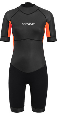 2024 Orca Mujer Vitalis Back Zip Open Water Swim Shorty Neopreno NN6Y - Black