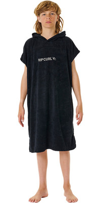 2024 Rip Curl Junior Brand Toalla con Capucha Albornoz / Poncho 007BTO - Negro / Gris