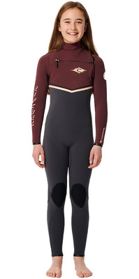 2023 Rip Curl Junior Flashbomb 4/3mm Chest Zip Wetsuit 13CBFS - Maroon