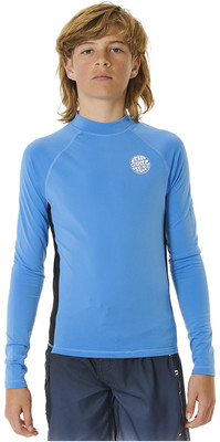 2023 Rip Curl Junior Icons UV Cepillado Camiseta de Manga Larga 11YBRV - Goma Azul