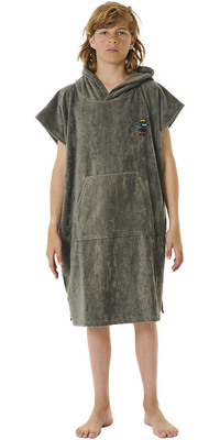 2024 Rip Curl Junior Logo Toalla con Capucha Albornoz / Poncho 009BTO - Gris