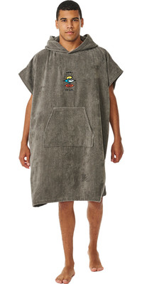 2024 Rip Curl Logo Mens Hooded Towel Changing Robe / Poncho 00GMTO - Gris